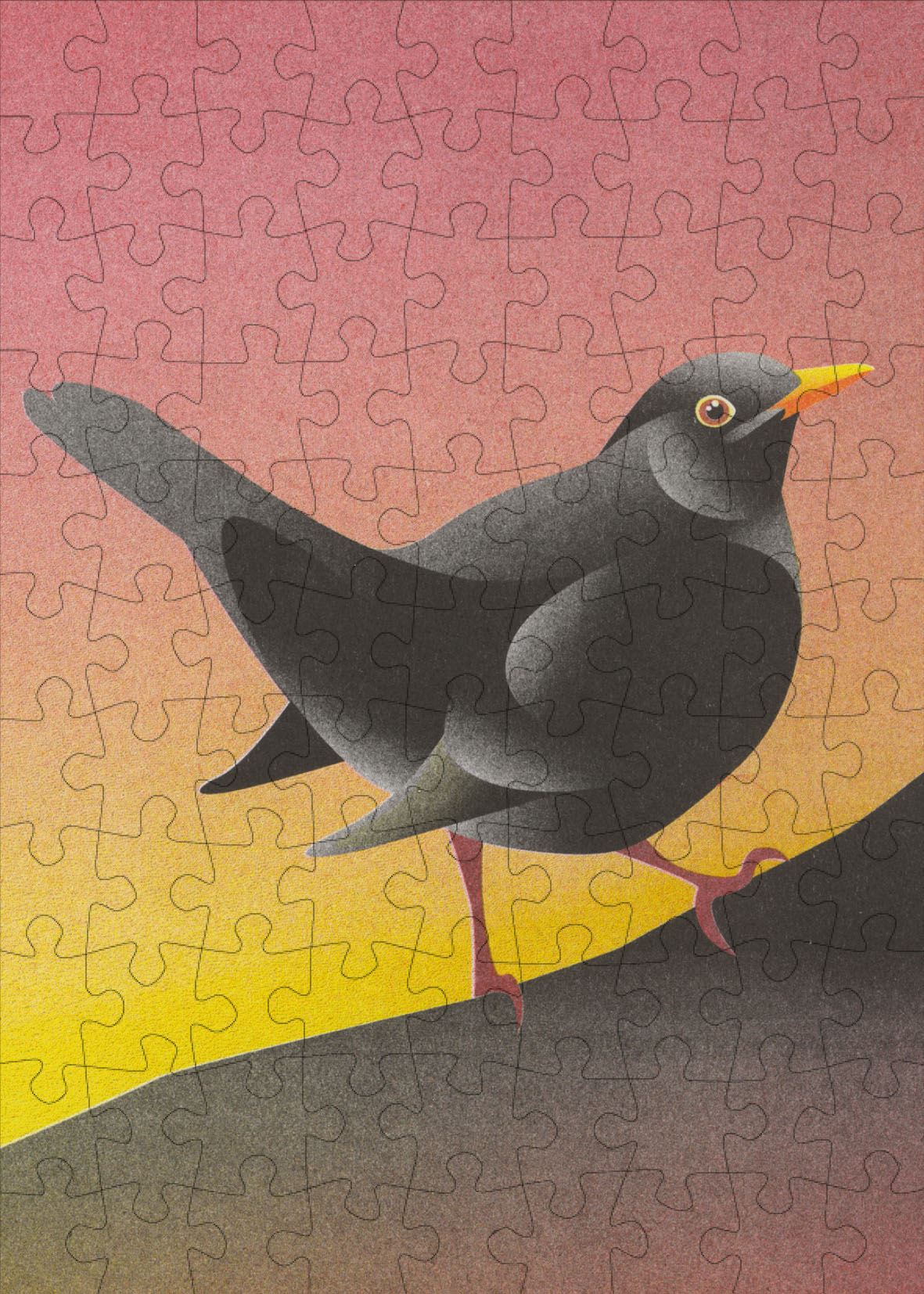 Black bird 99 Piece Mini Jigsaw Puzzle