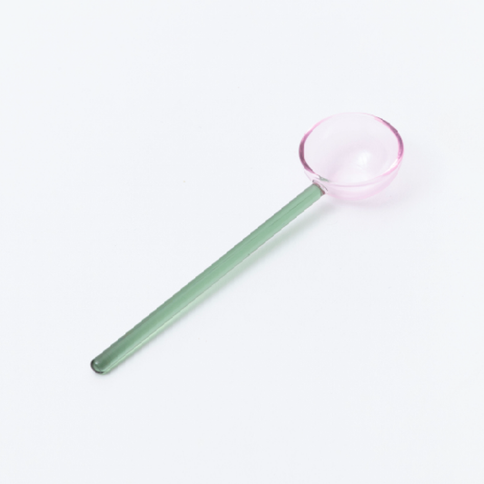 Duo Tone Glass Spoon - Pink / Green