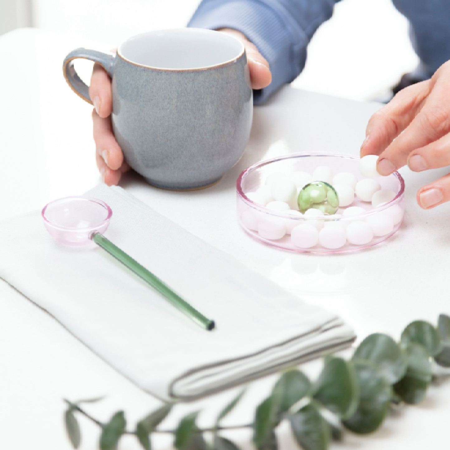 Duo Tone Glass Spoon - Pink / Green