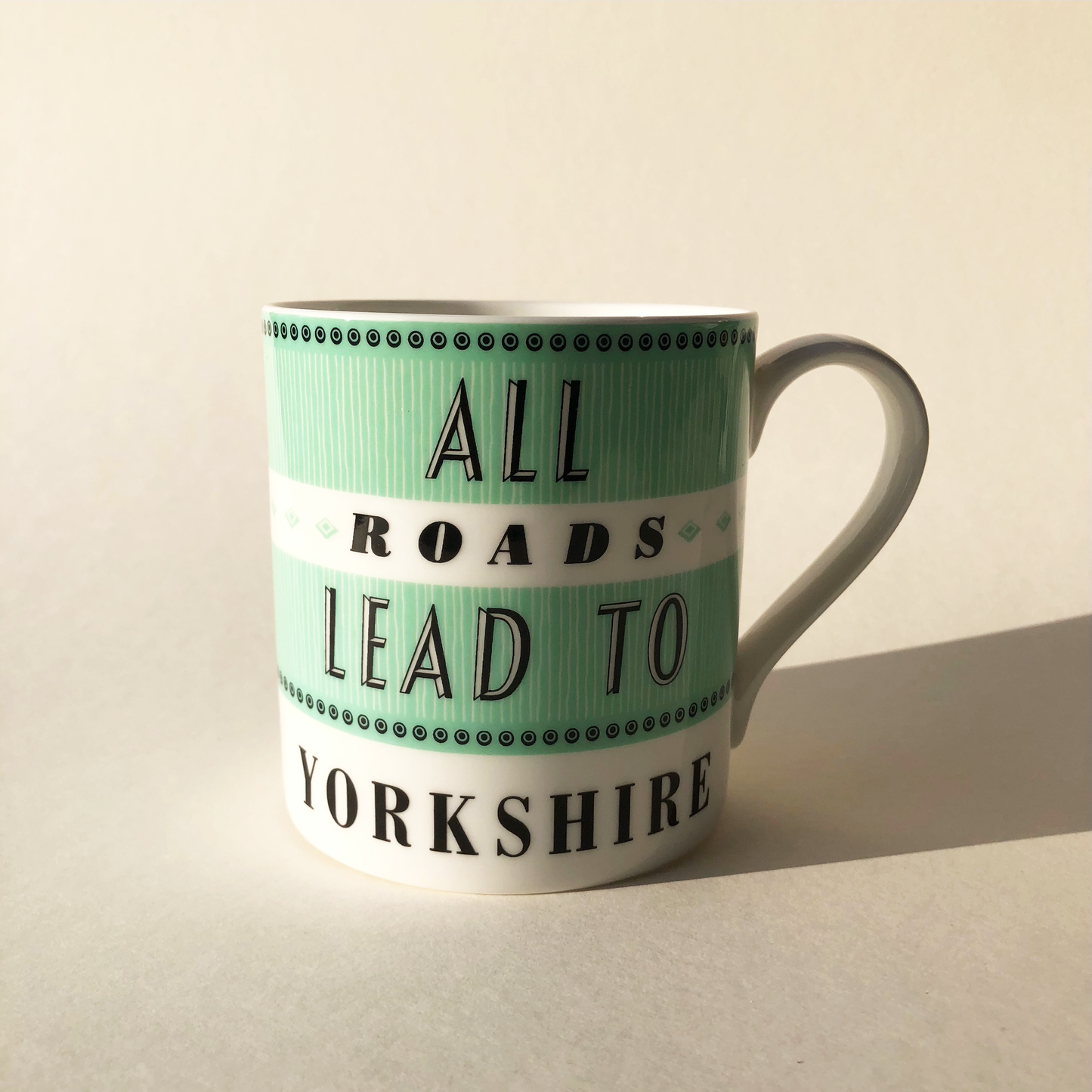 All Roads Lead to Yorkshire - Green Bone China Mug