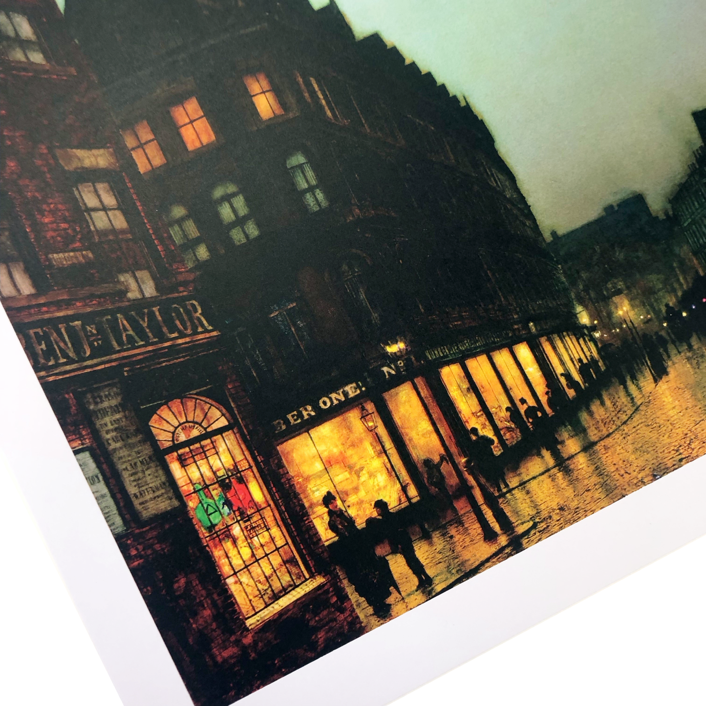 close up of the corner of Boar Lane by John Atkinson Grimshaw unframed A3 print