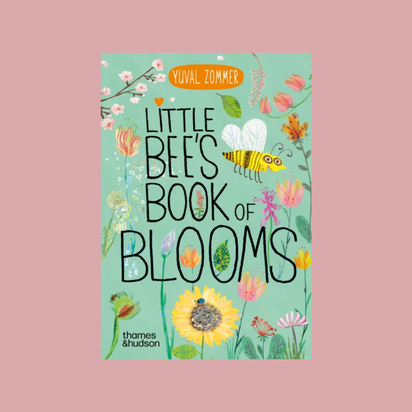 Book cover of 'Little Bee's Book of Blooms' with illustrations of bees and flowers on a light green background.