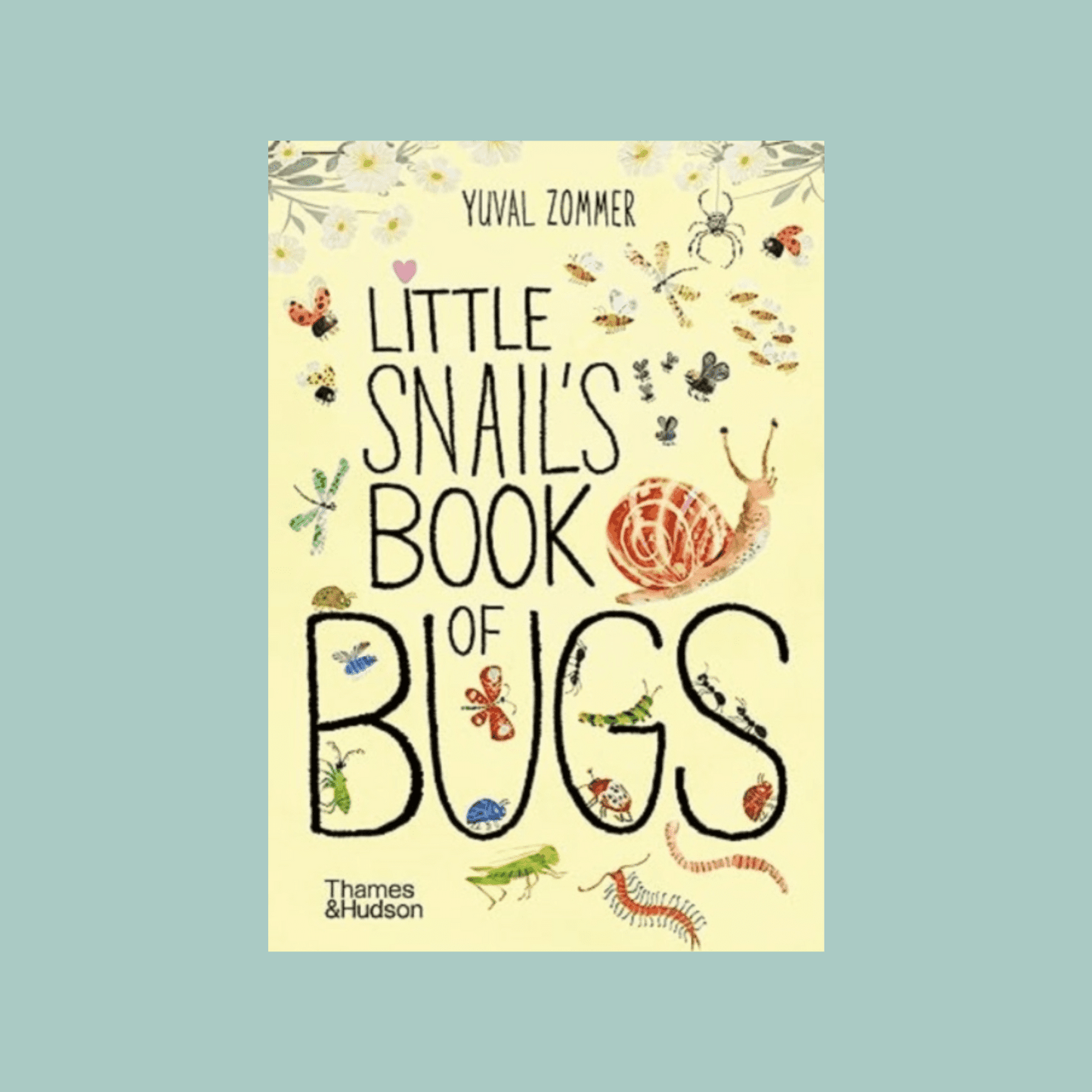 Book cover of 'Little Snail's Book of Bugs' with illustrations on a light blue background