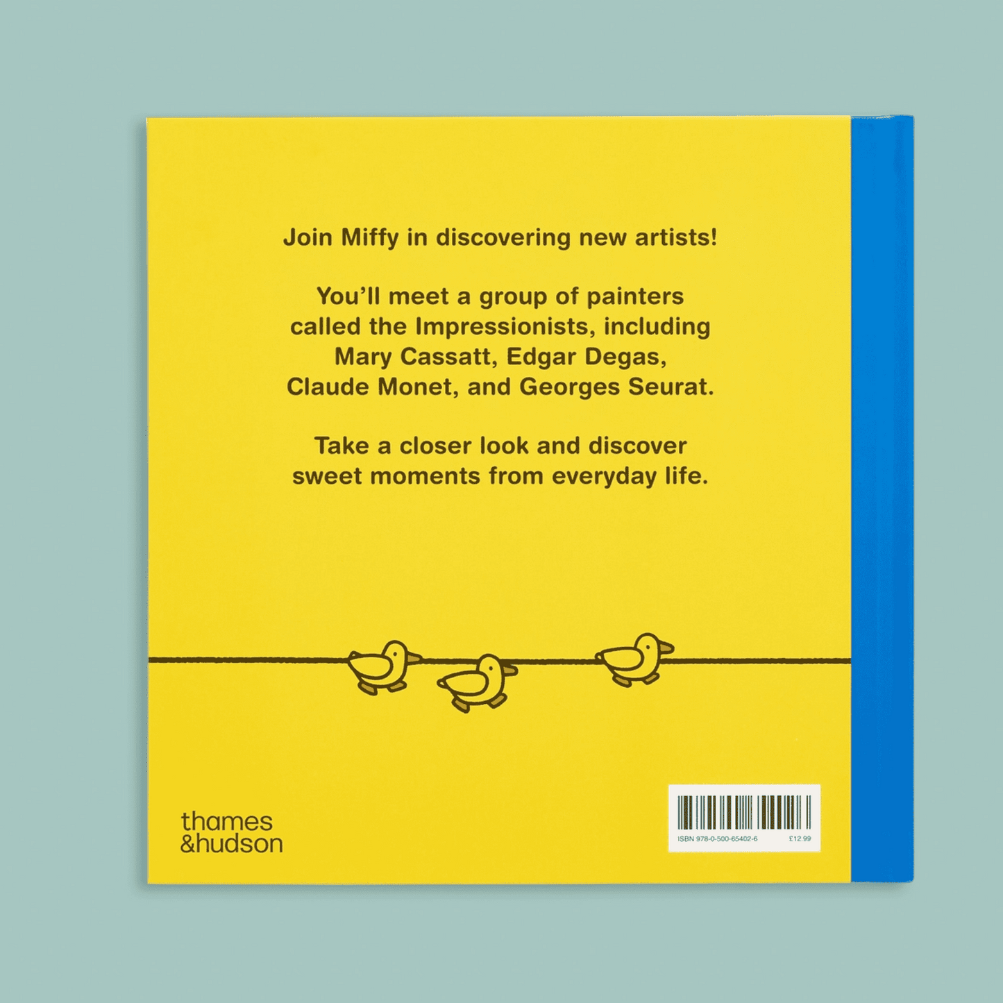 Book cover with text about discovering new artists and a yellow background