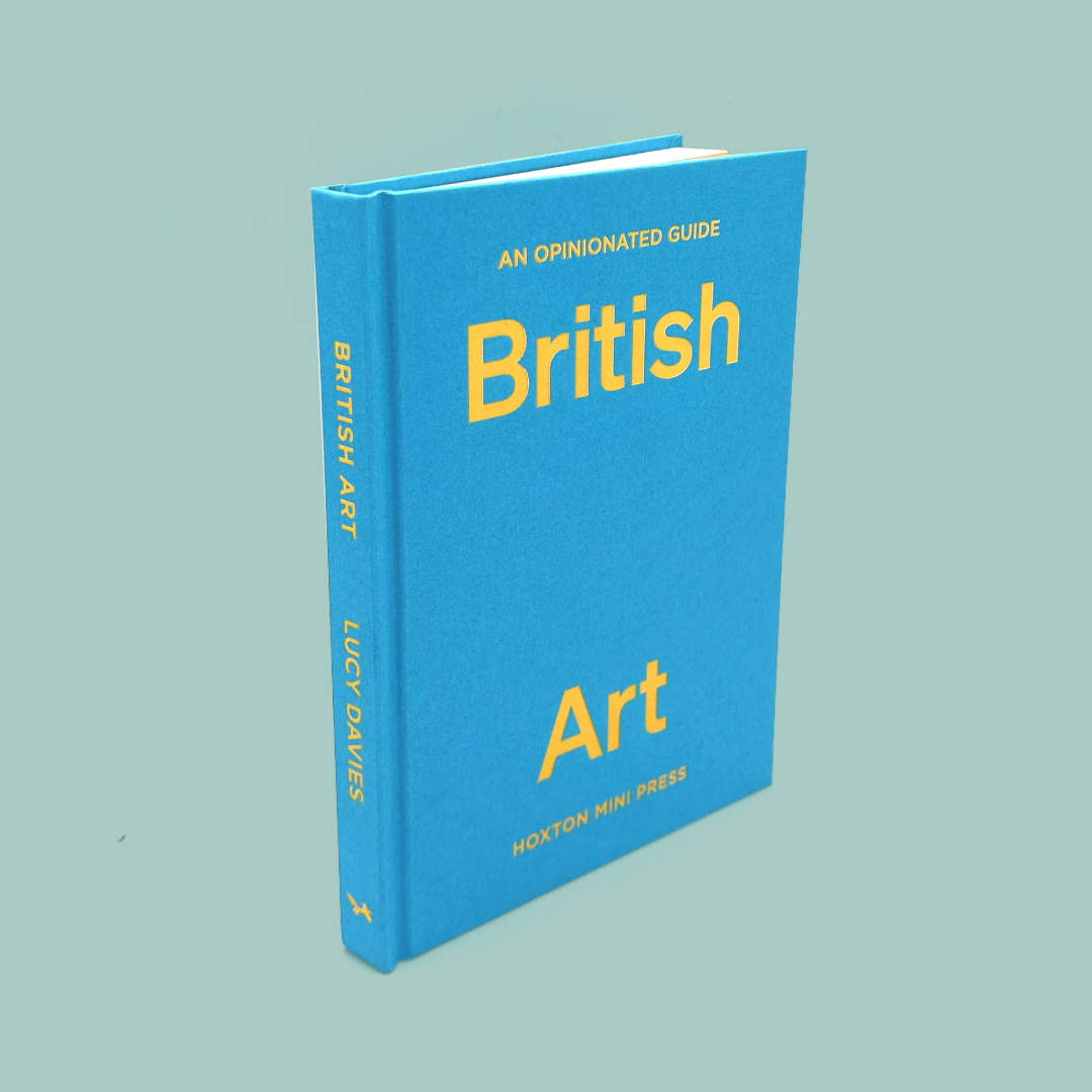 Blue book titled 'British Art' with yellow text on a light blue background
