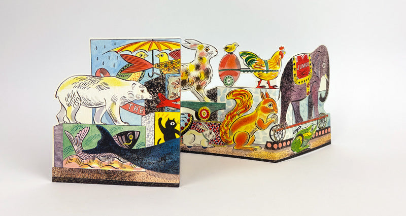 Tin Toys Polar Bear and Elephant Fold-out Greetings Card