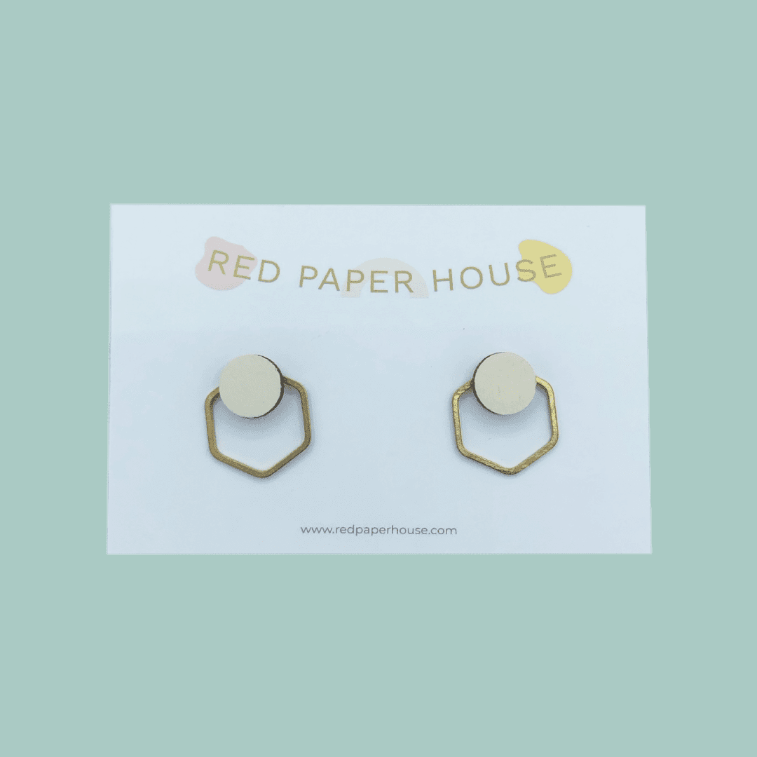 Iris Inspired Hexa Stud Earrings