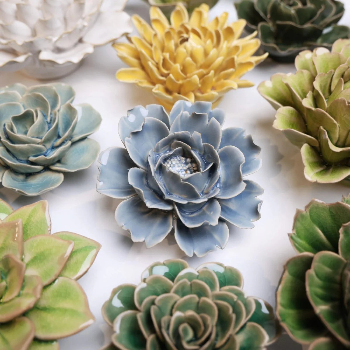 English Garden Ceramic Flower Blue Rose