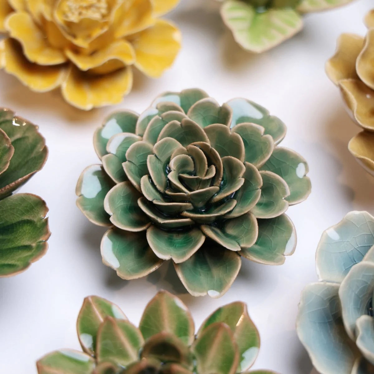 English Garden Ceramic Flower Pastel Green Tea Rose