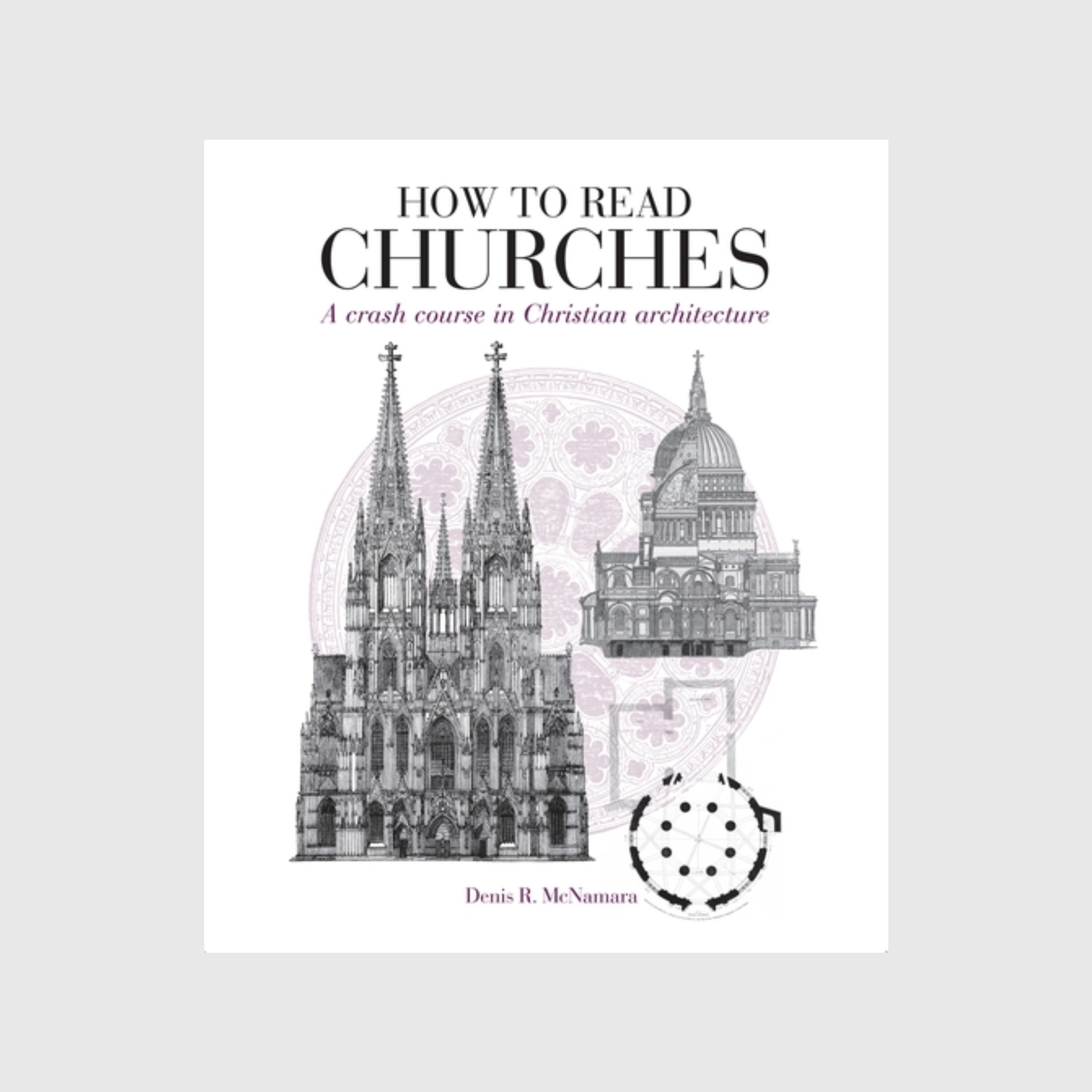How to read churches book with a cover of architectural drawings on a grey background