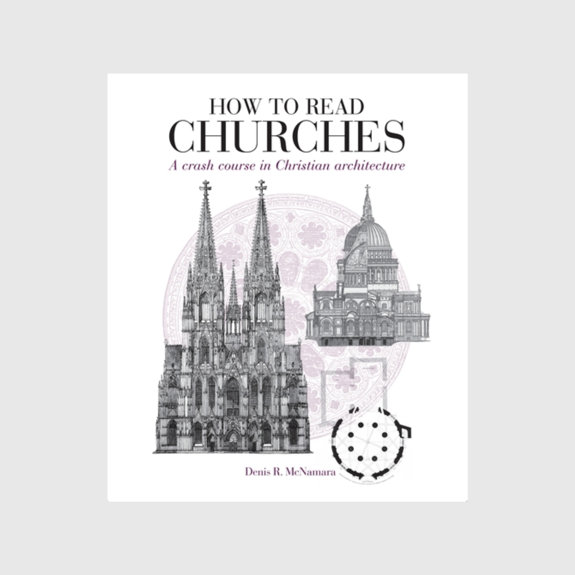 How to read churches book with a cover of architectural drawings on a grey background