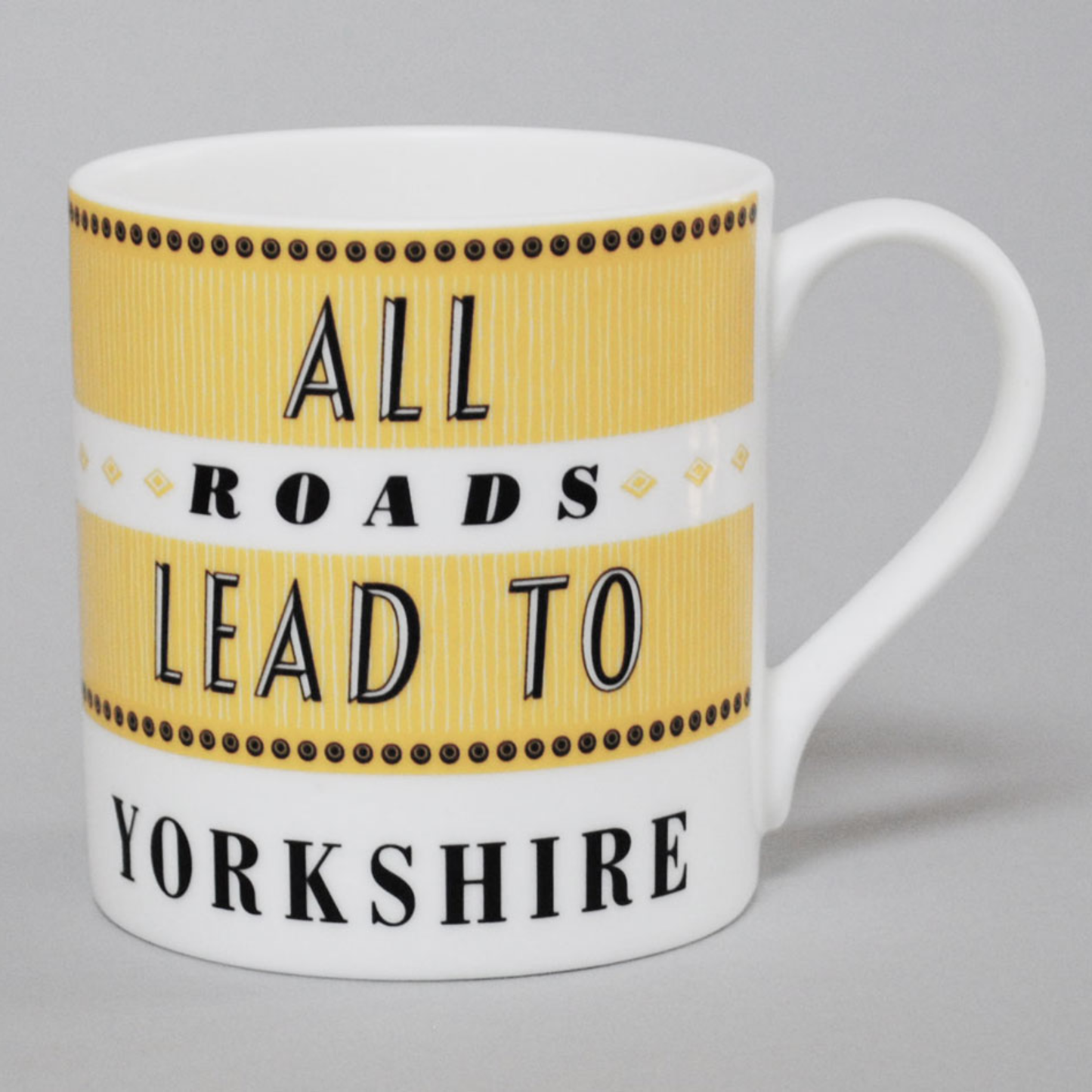 All Roads Lead to Yorkshire - Yellow Bone China Mug