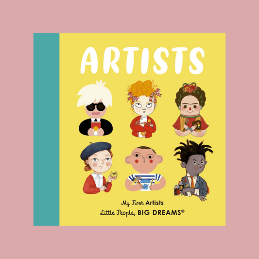 Book cover of 'Artists' from 'Little People, BIG DREAMS' series with illustrations of famous artists.