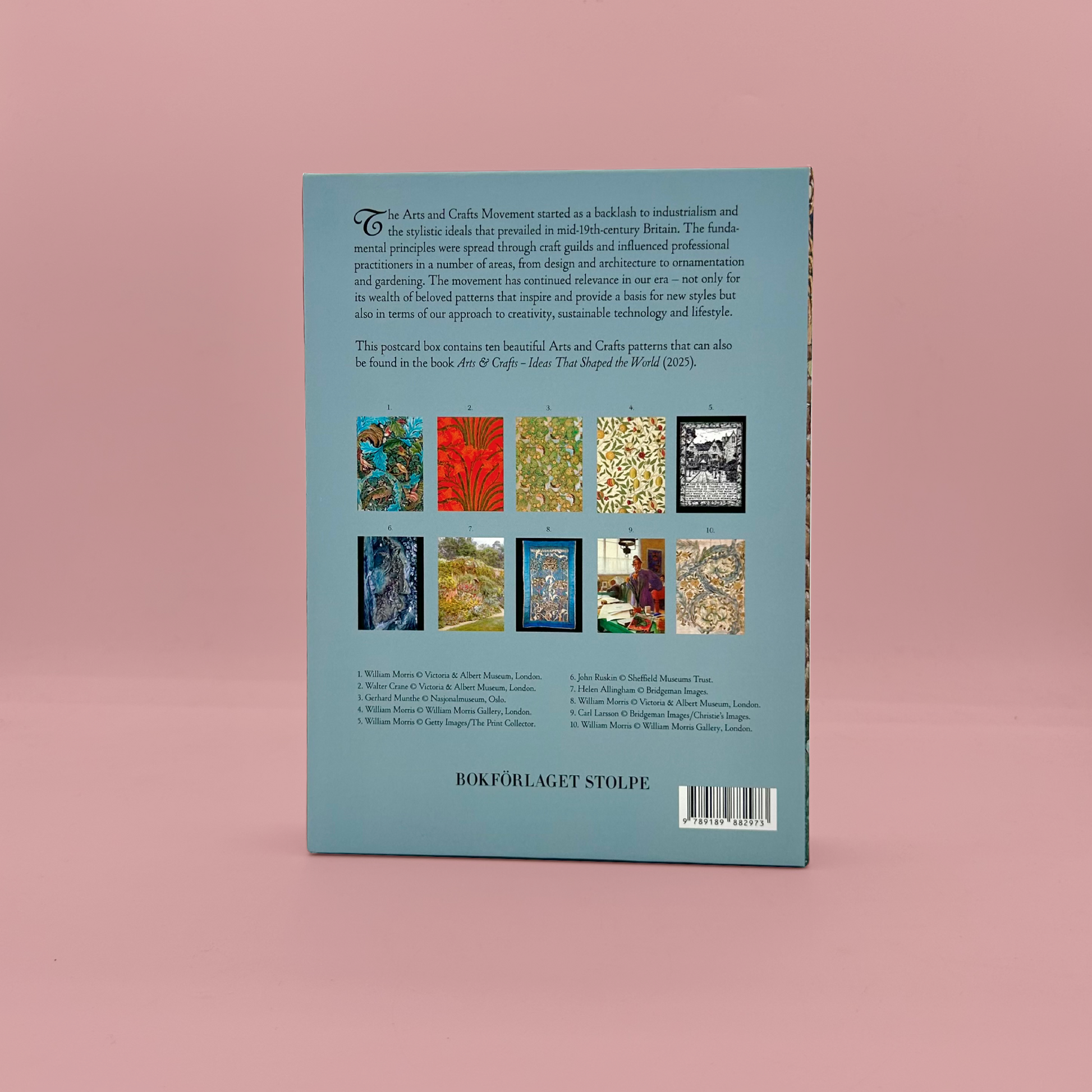 Back of gift box with text and small images on a pink background