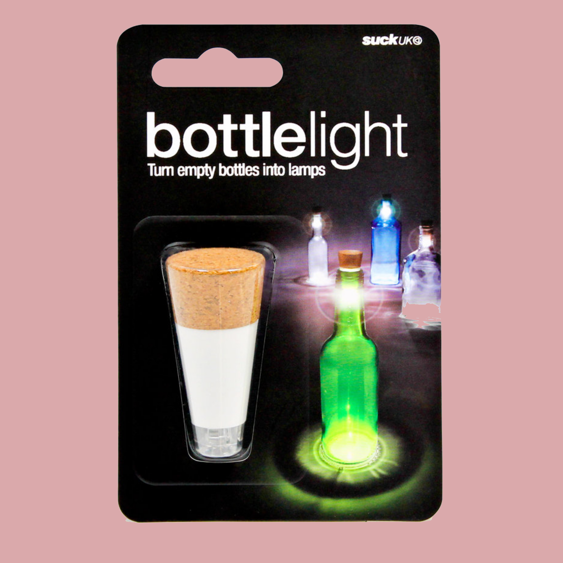 Black packaging for a bottle light.