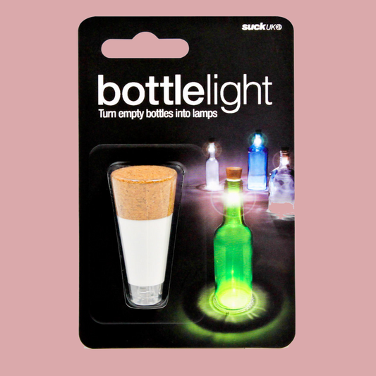 Black packaging for a bottle light.