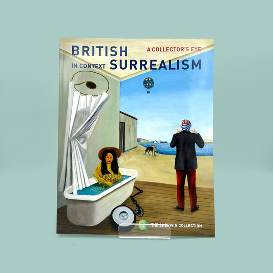 Book cover of 'British Surrealism in Context' with surreal artwork on a light blue background