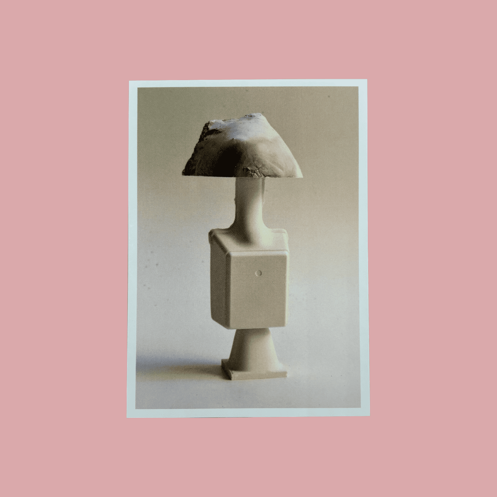 Postcard of an organic shaped scultpure.