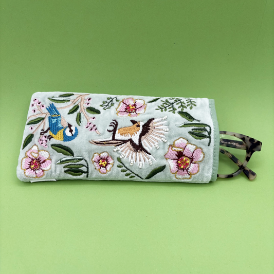 Floral Velvet Embroidered Glasses Case