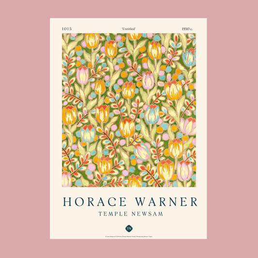 Floral patterned book cover with 'Horace Warner Temple Newsam' text on a pink background