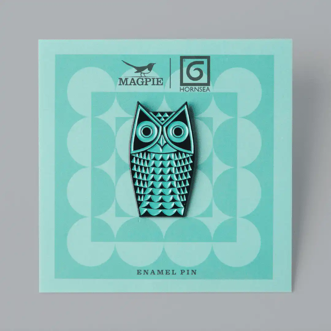 Magpie X Hornsea Owl Enamel Pin - Teal