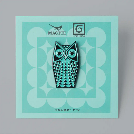 Magpie X Hornsea Owl Enamel Pin - Teal