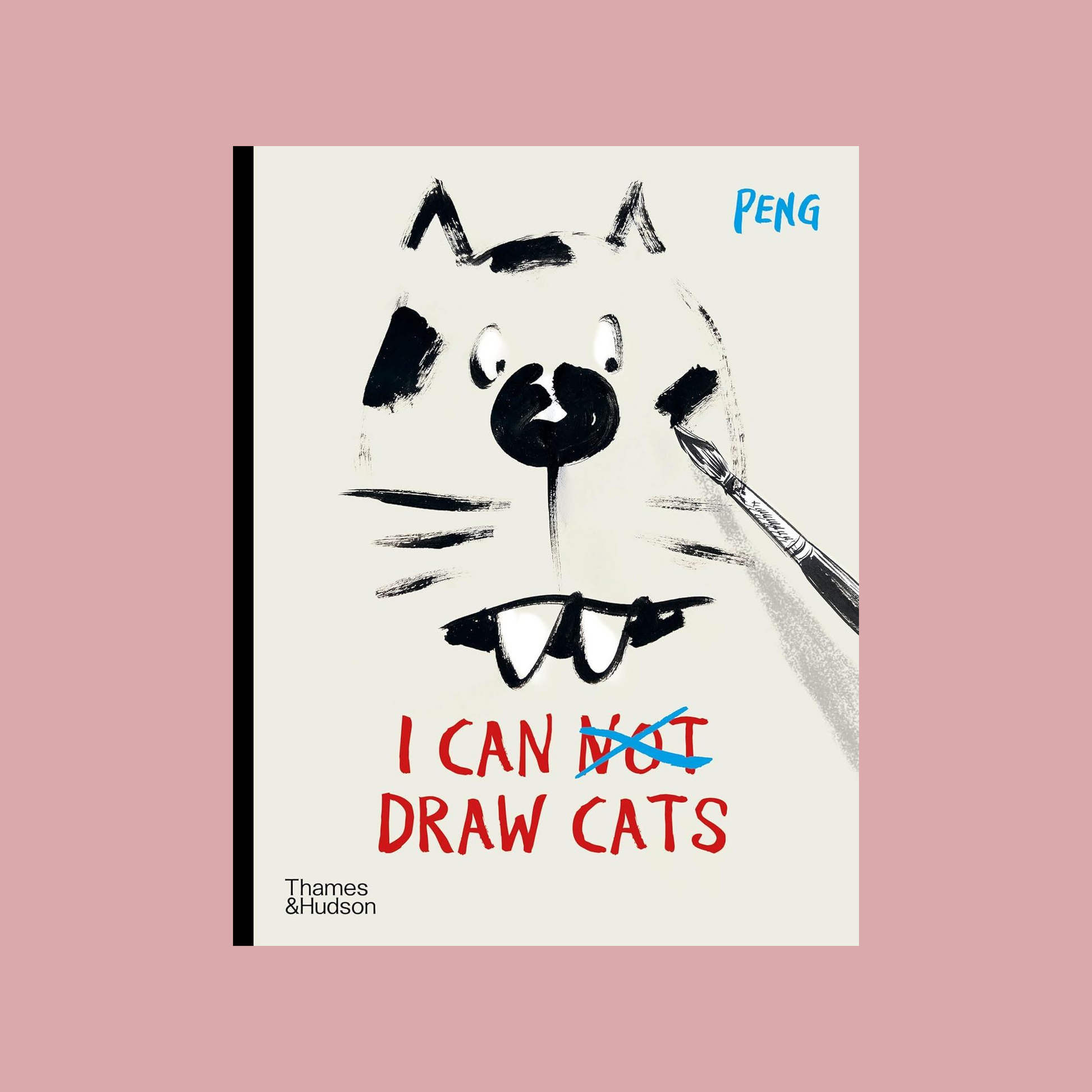 Book cover with a cat illustration and text on a pink background
