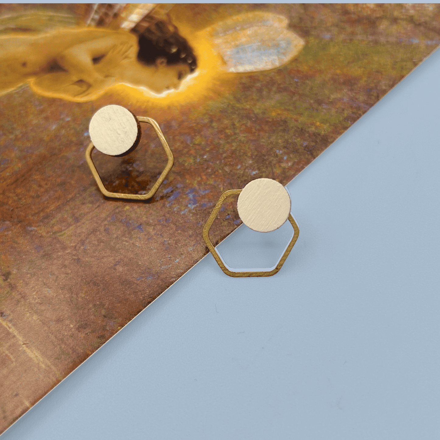 Iris Inspired Hexa Stud Earrings