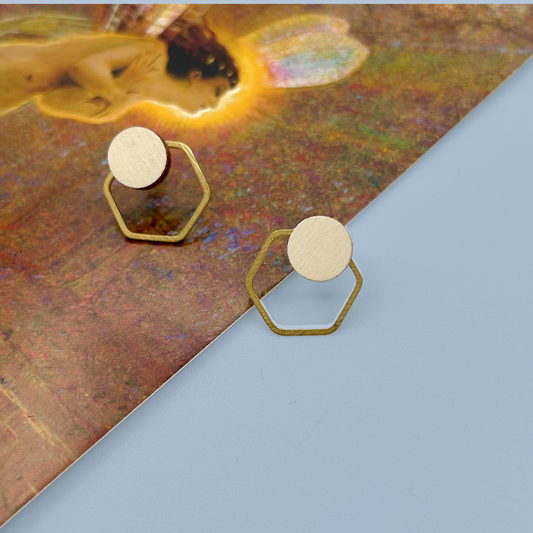 Iris Inspired Hexa Stud Earrings