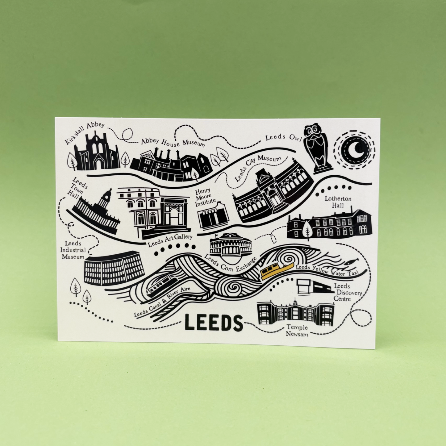 Leeds City Map Postcard