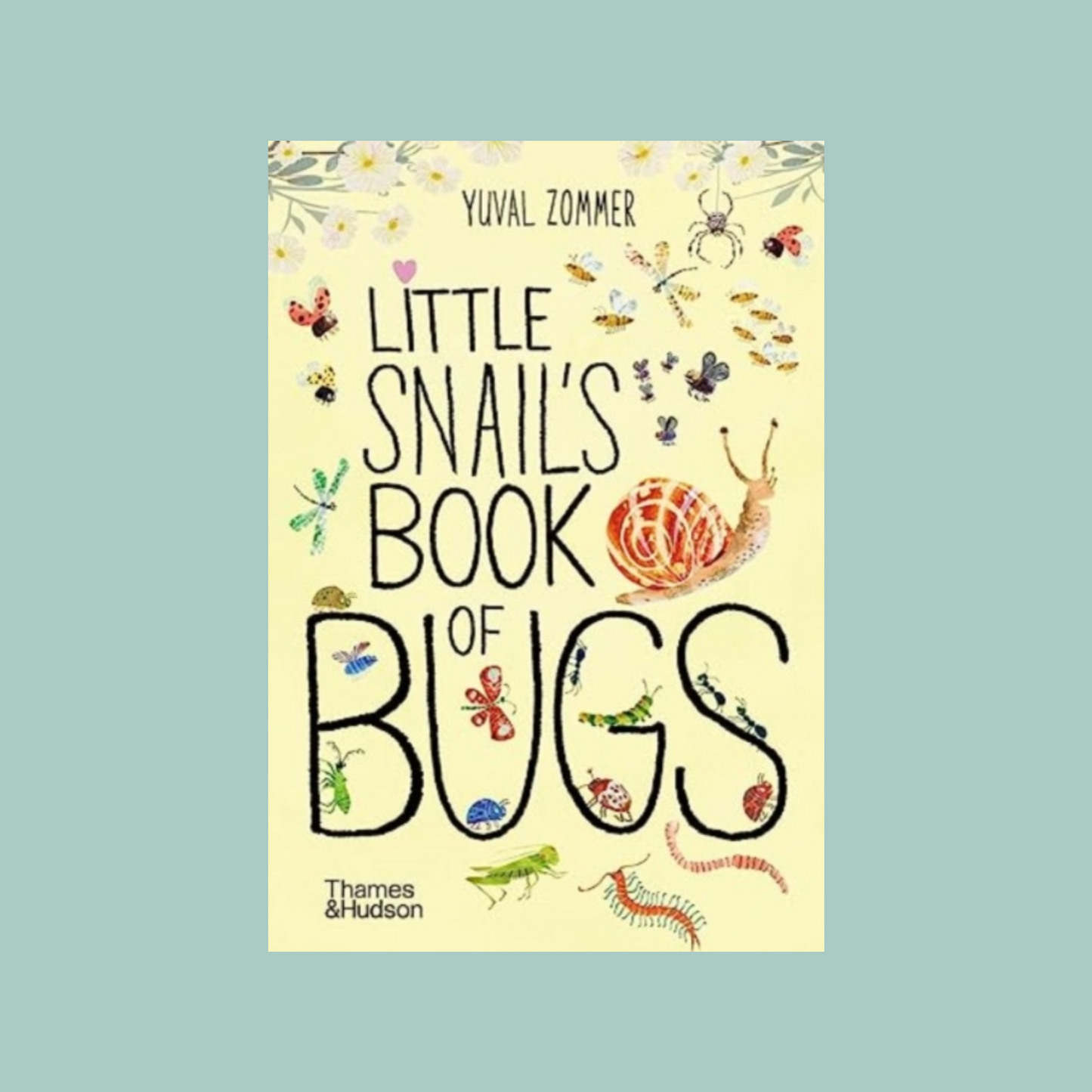 Book cover of 'Little Snail's Book of Bugs' with illustrations on a light blue background