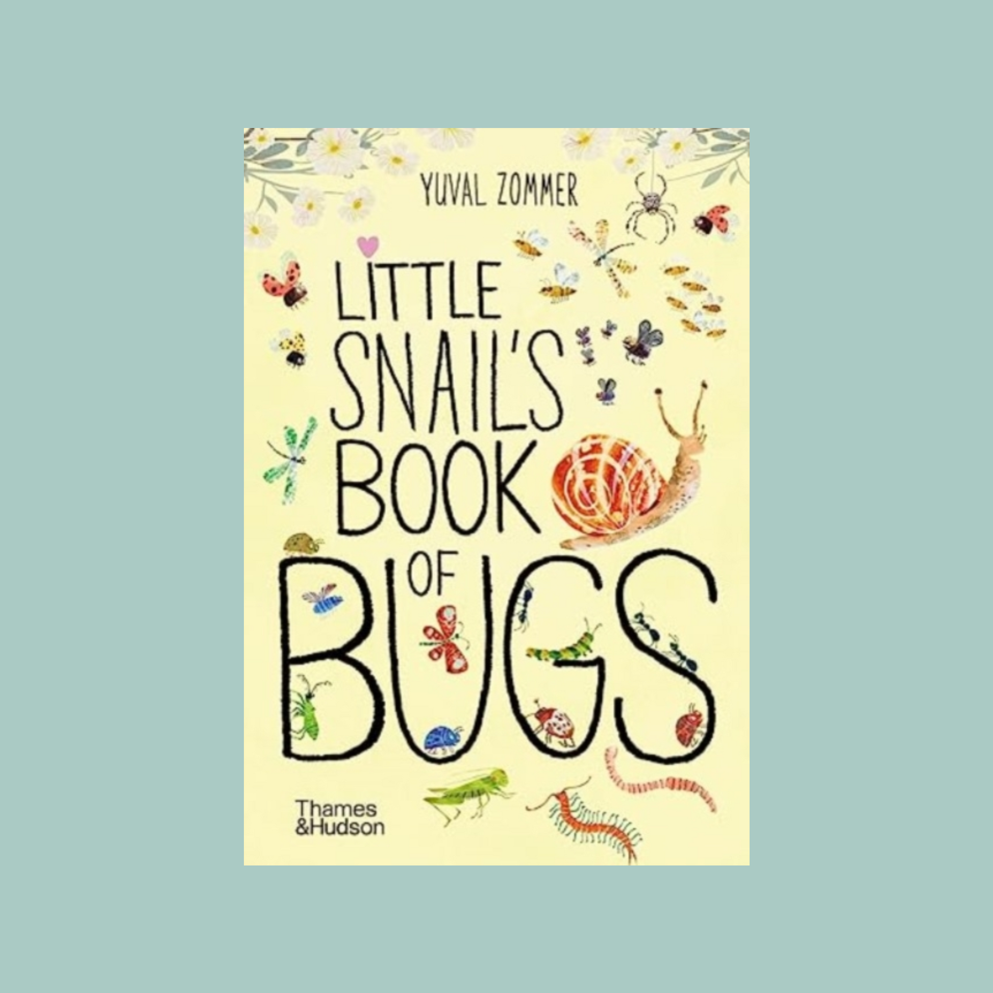 Book cover of 'Little Snail's Book of Bugs' with illustrations on a light blue background