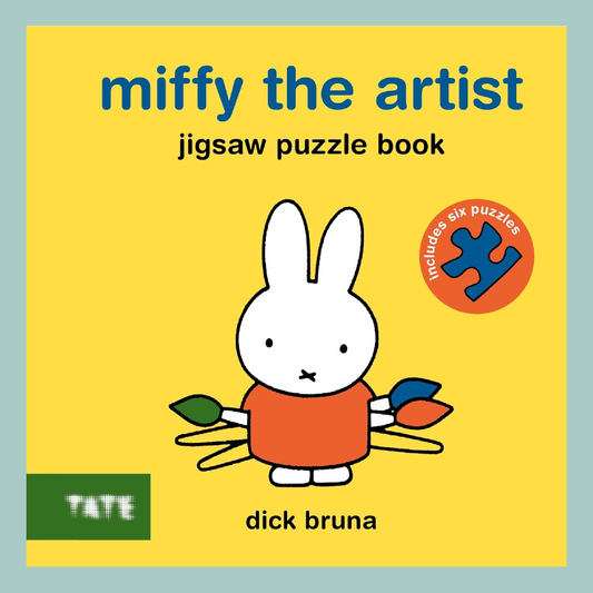 Jigsaw puzzle book cover featuring a cartoon rabbit character on a yellow background.