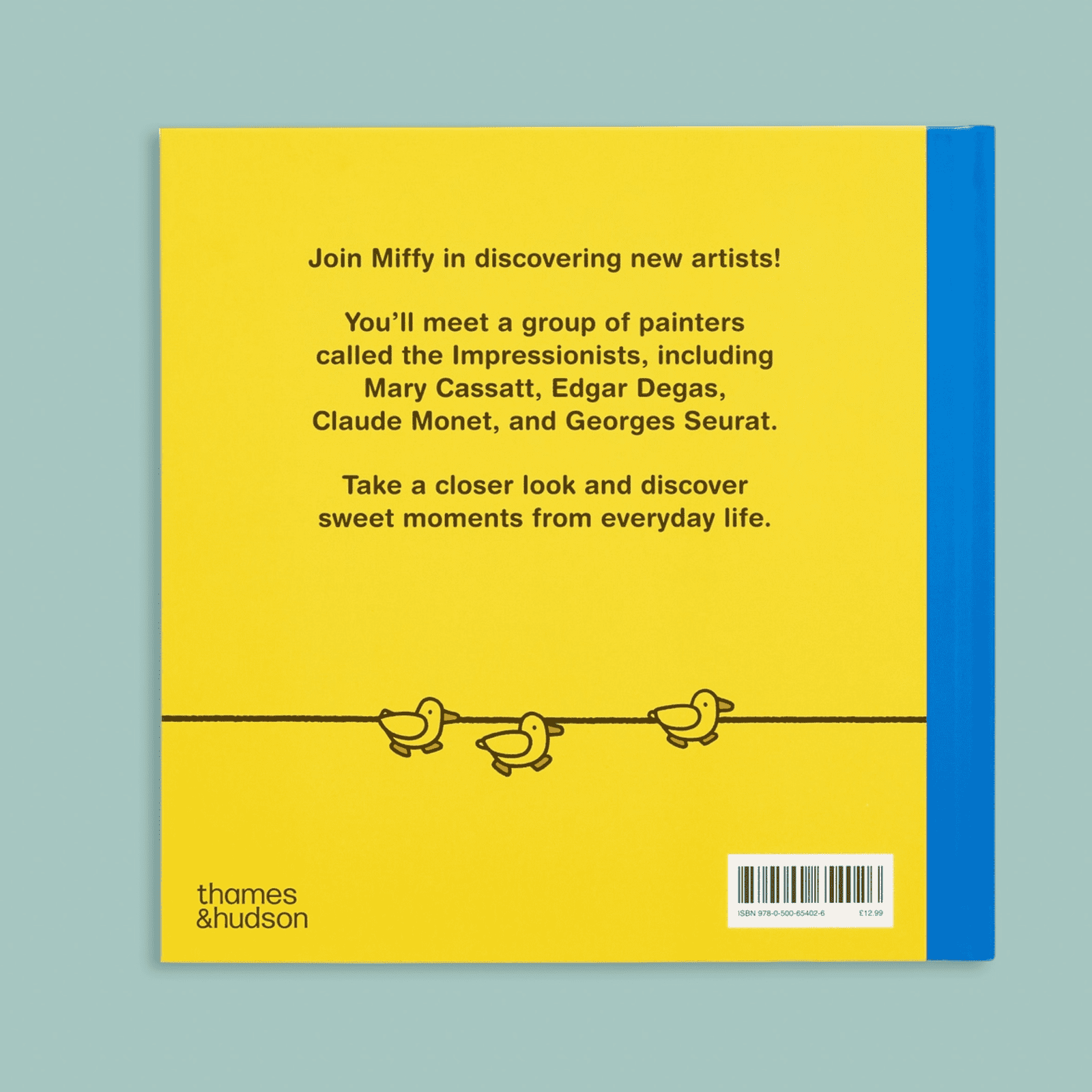 Book cover with text about discovering new artists and a yellow background