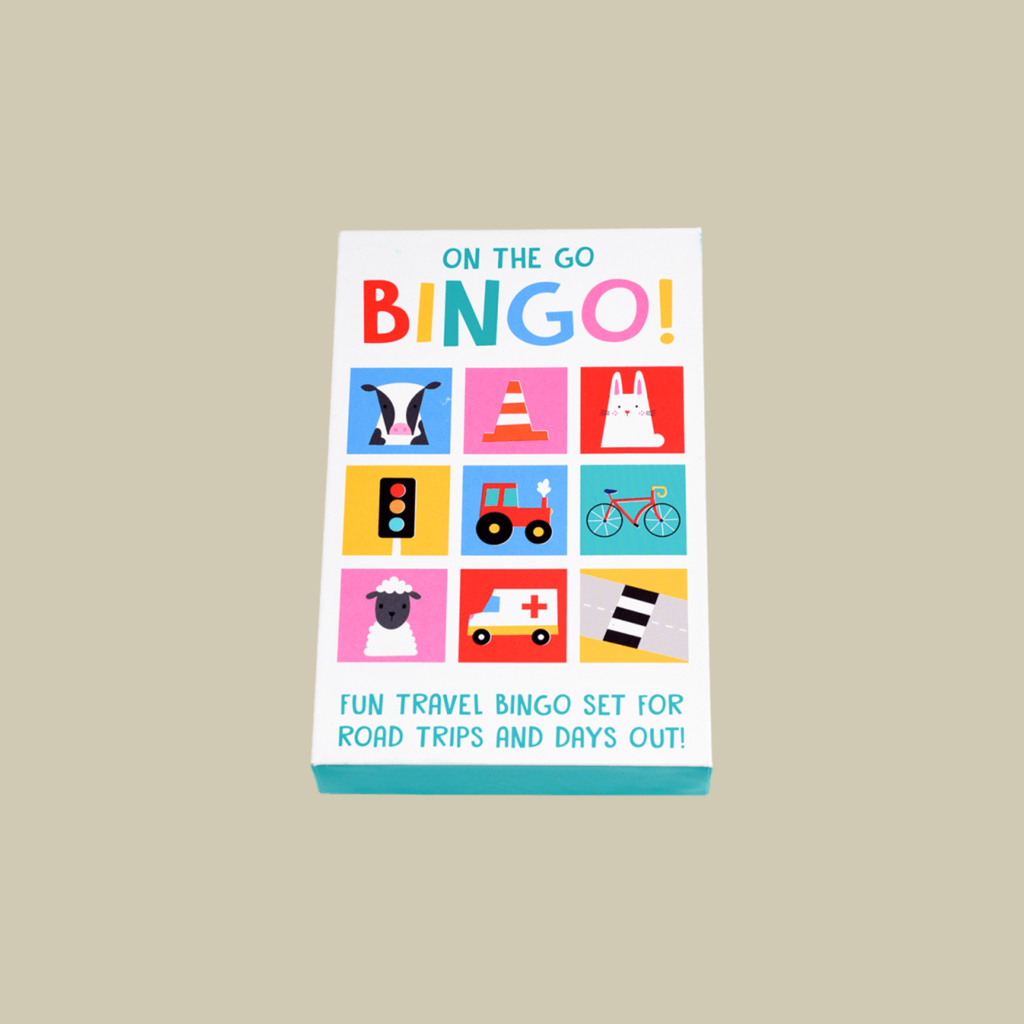 Travel bingo game set on a beige background