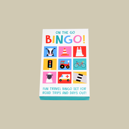 Travel bingo game set on a beige background