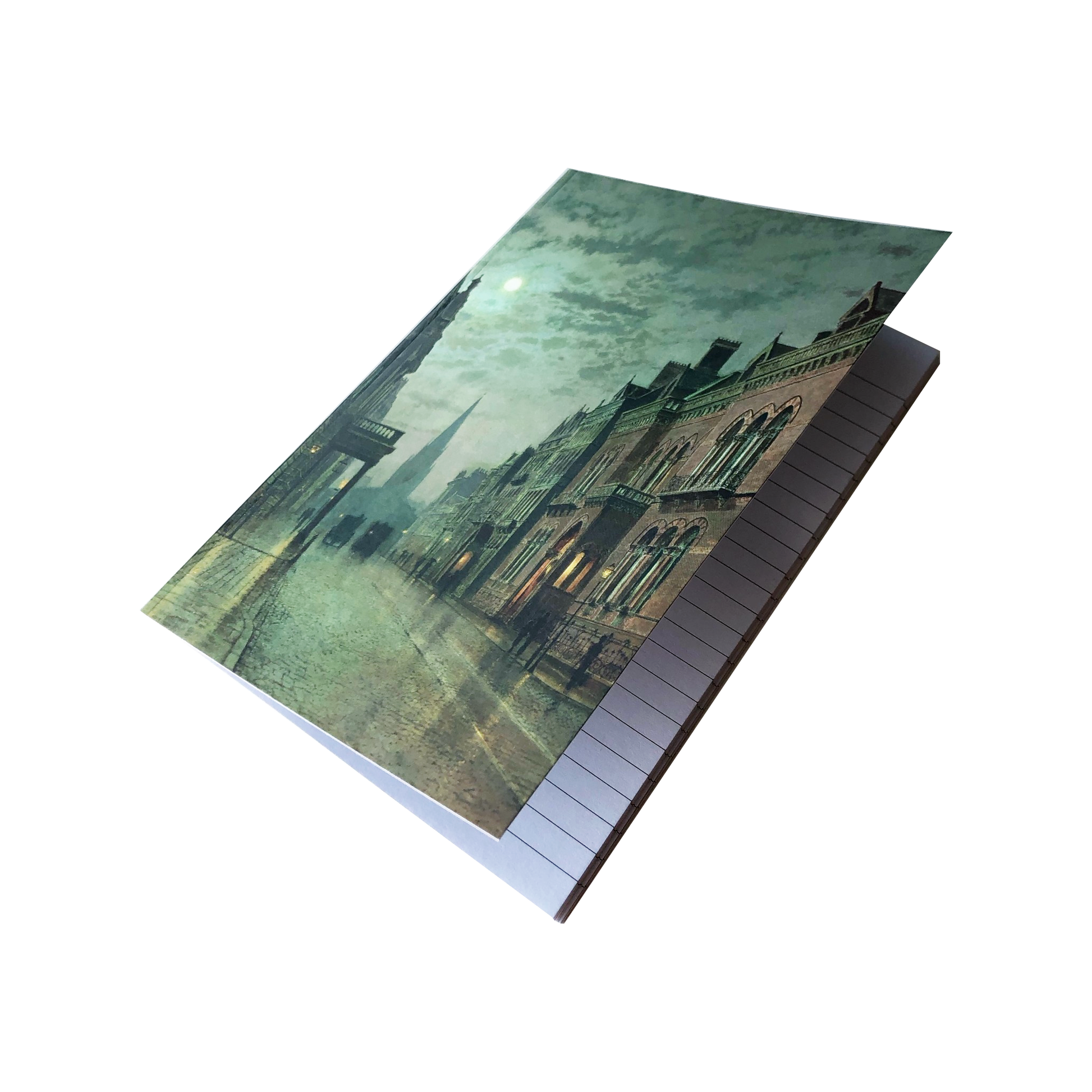 Notebook with Park Row by John Atkinson Grimshaw on the cover