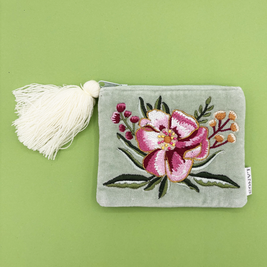 Floral Embroidered Velvet Purse