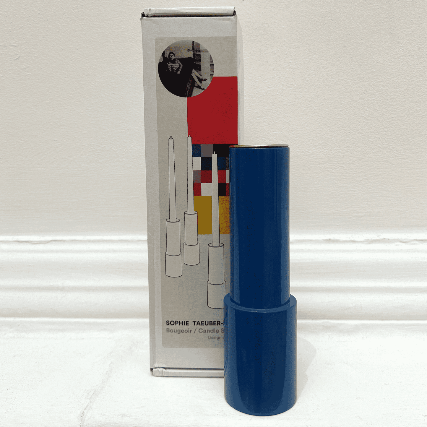 Blue Wooden Candle Holder by Sophie Taeuber-Arp