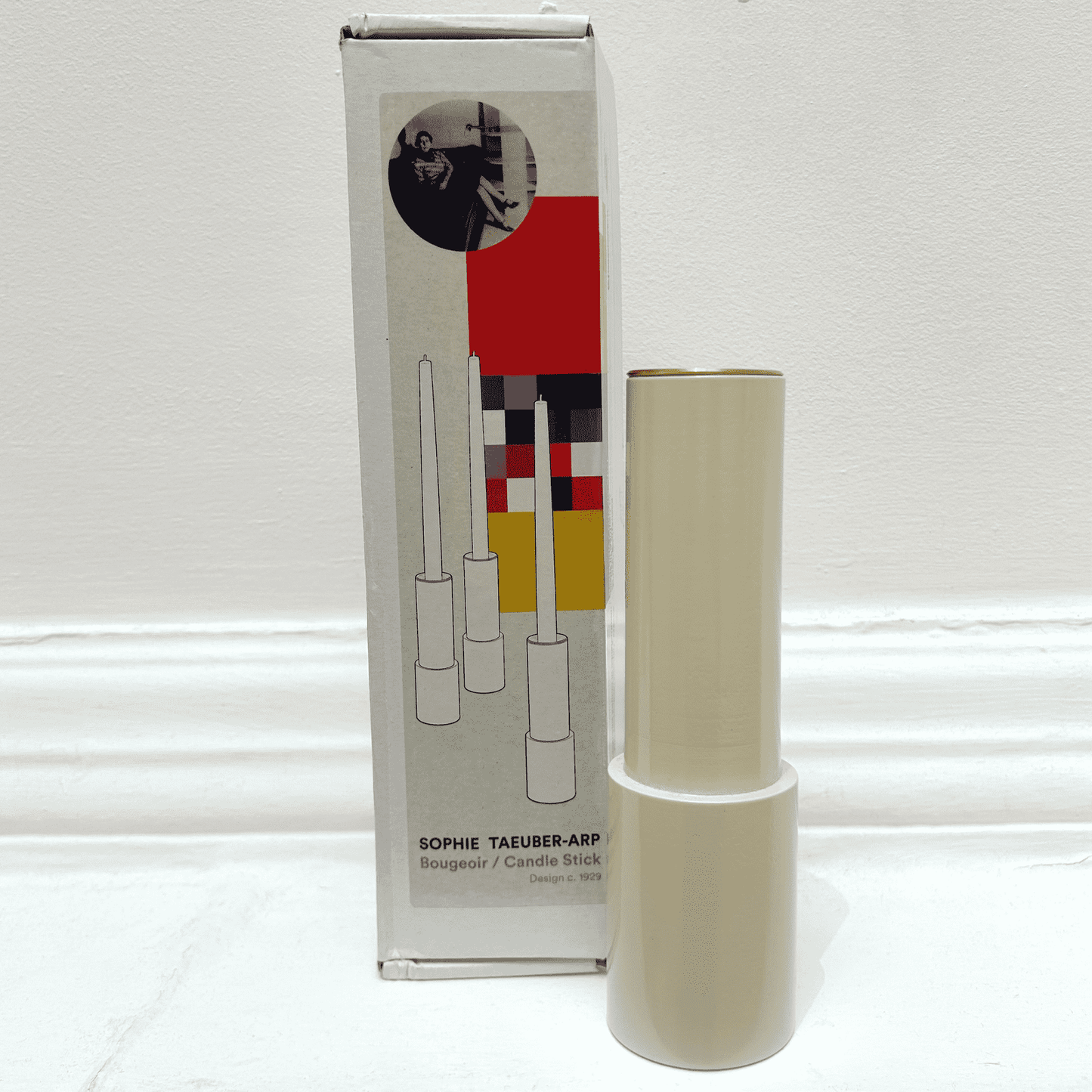 White Wooden Candle Holder by Sophie Taeuber-Arp