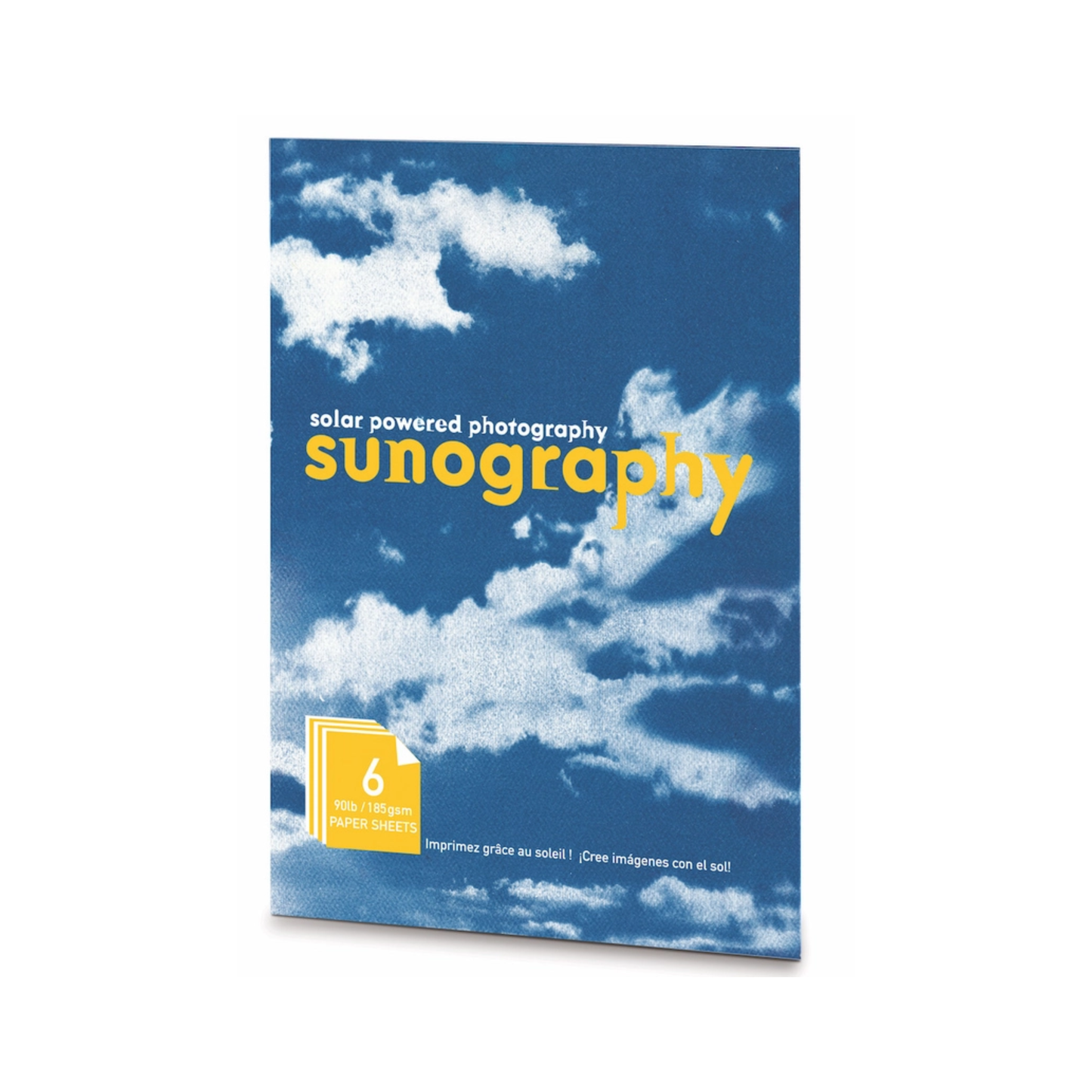 Solar powered photography cyanotype kit on a white background