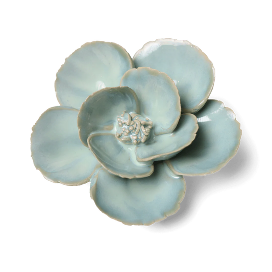 English Garden Ceramic Flower Teal Poppy