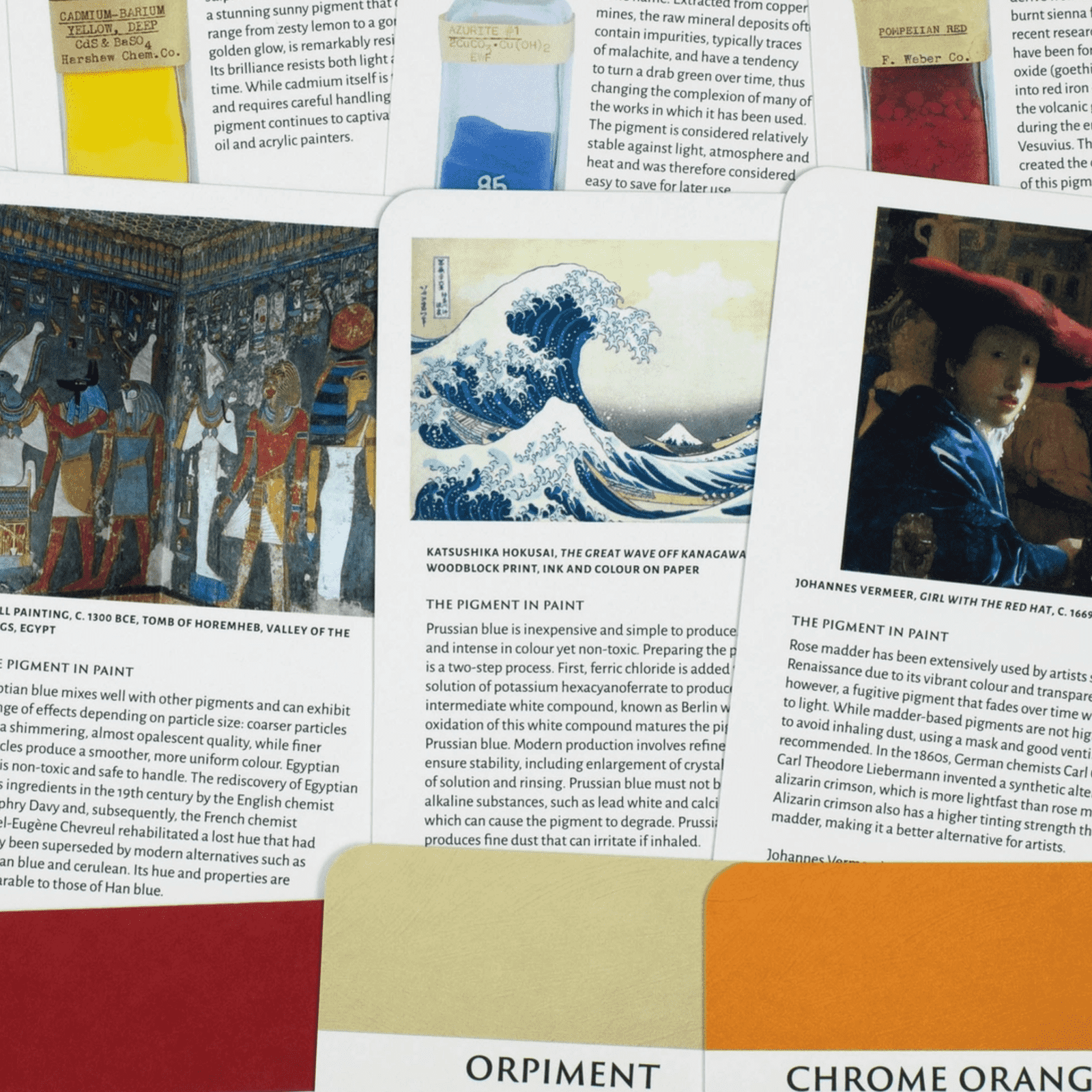 Collection of art cards with images and text.