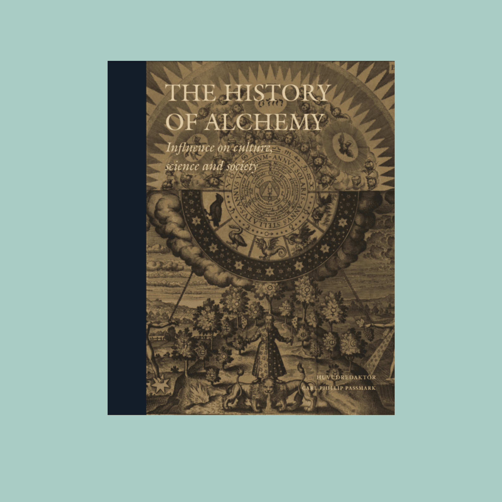 Book cover of 'The History of Alchemy' on a light blue background