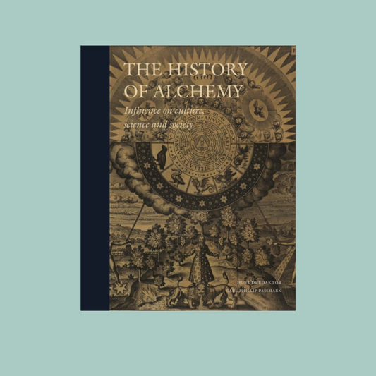 Book cover of 'The History of Alchemy' on a light blue background