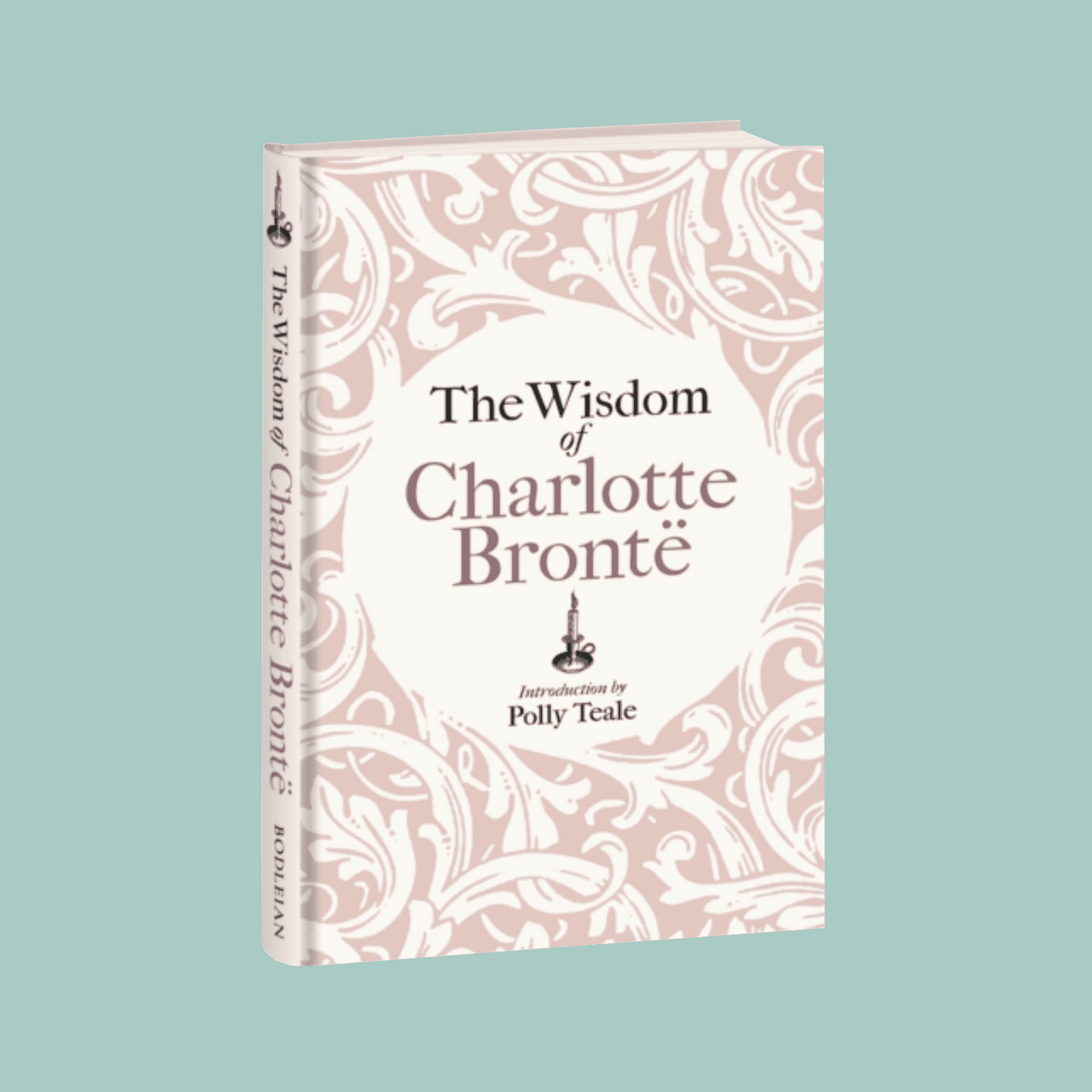 Book titled 'The Wisdom of Charlotte Bronte' with decorative cover on a light blue background
