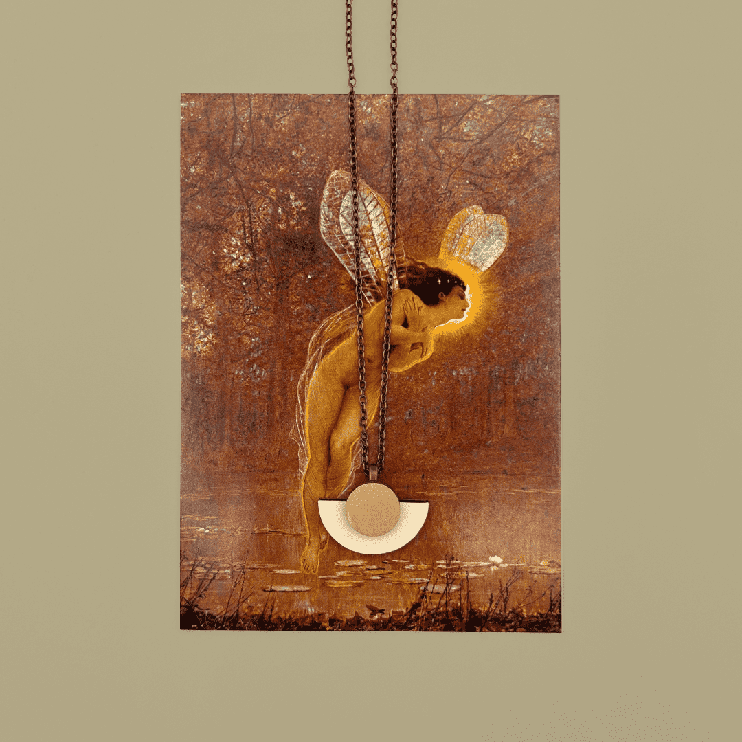 Wooden Circle and Semi Circle Necklace